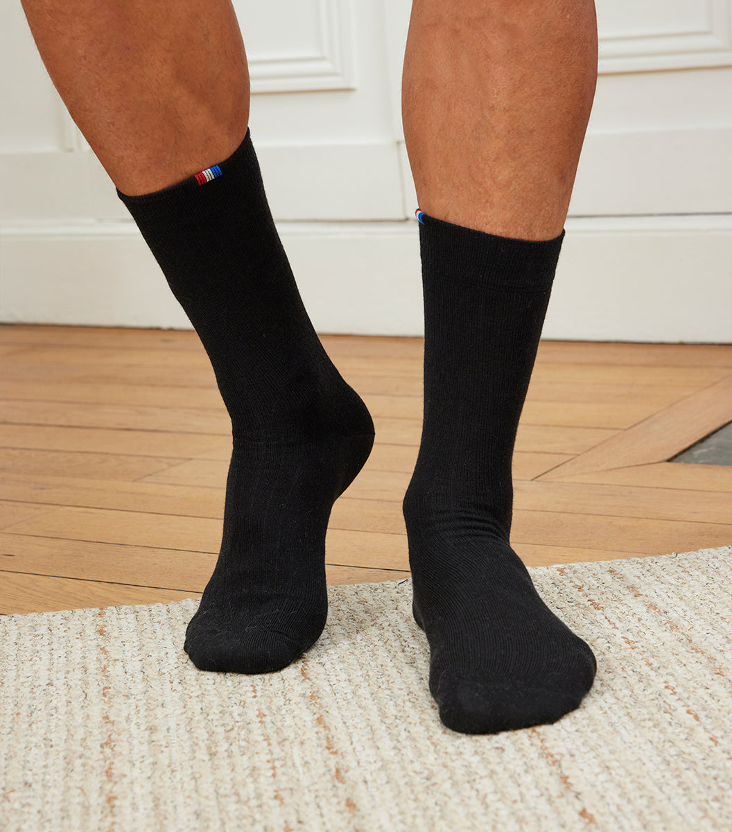 Chaussettes Homme en Laine Noir x5 - Pack Intemporel