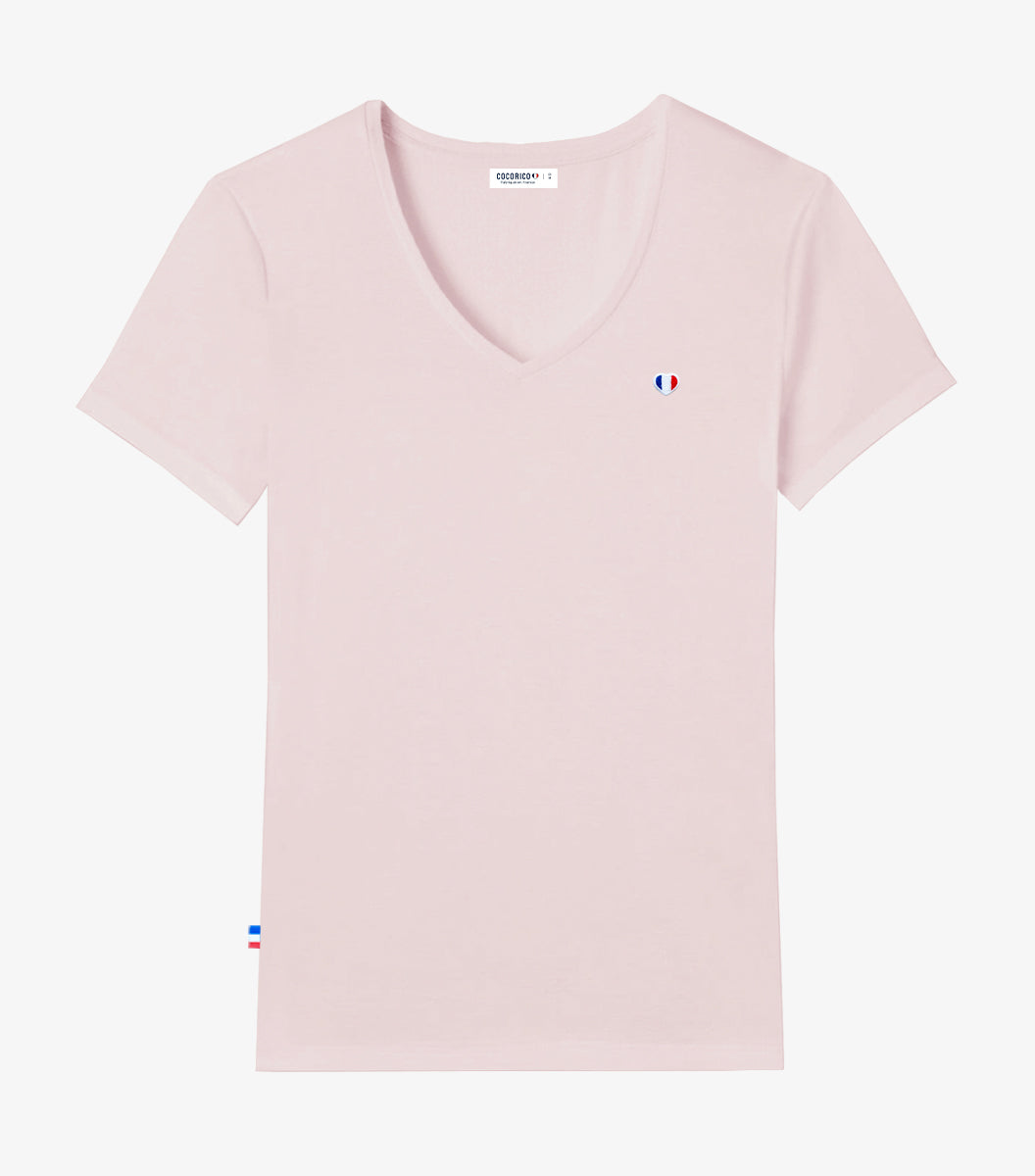 T-shirt col V Femme Rose - Iconique