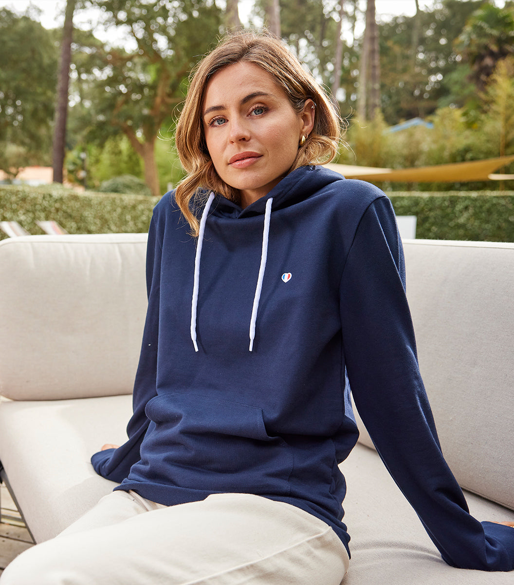 Sweat à capuche Femme Marine - Iconique