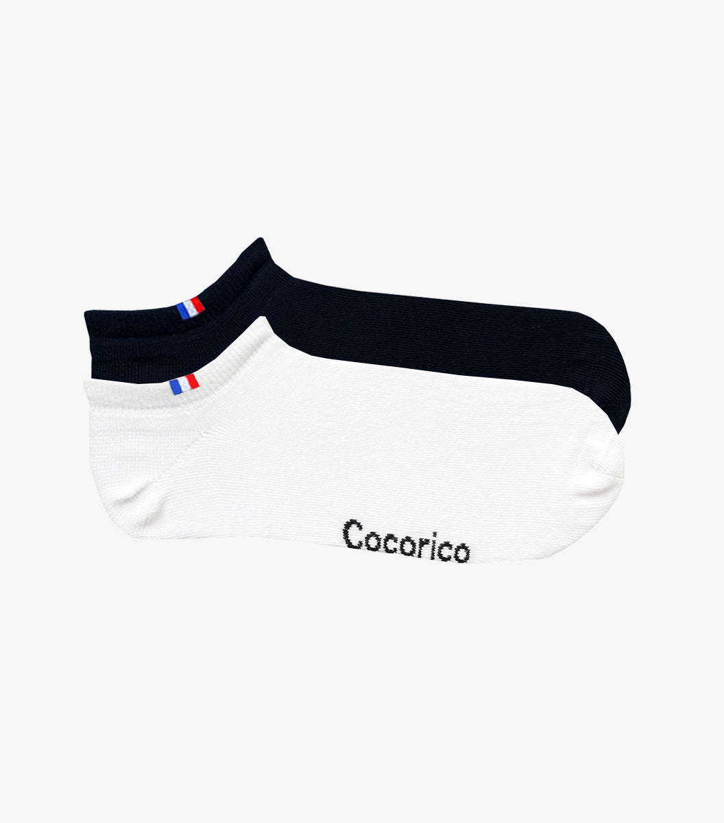 Chaussettes Femme x2 - Pack Invisible Noir/Blanc