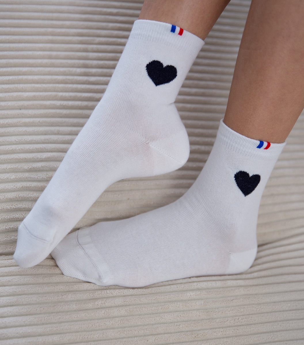 Chaussettes Femme x2 - Pack Cœur Noir