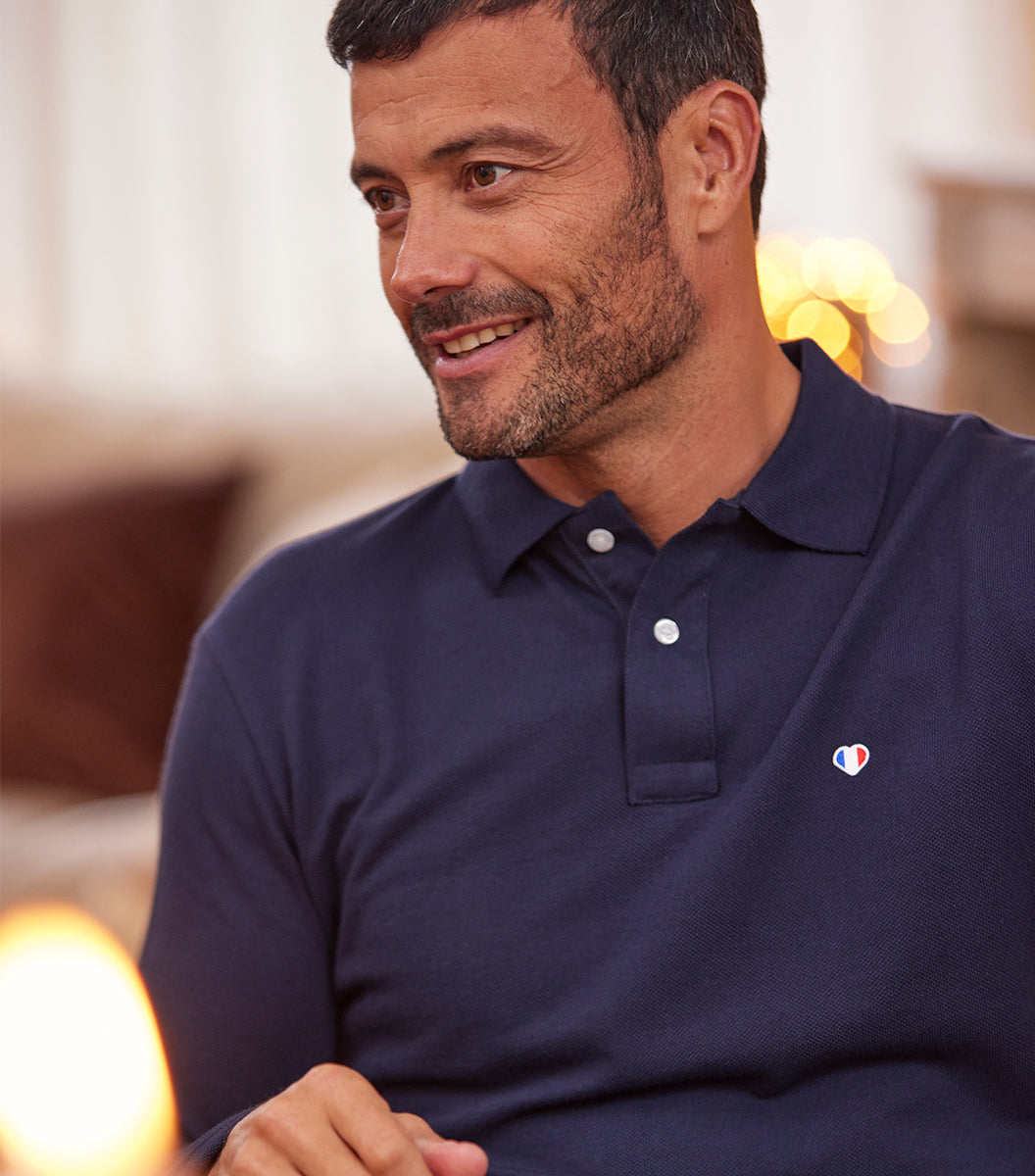 Polo Homme Manches Longues Marine - Iconique