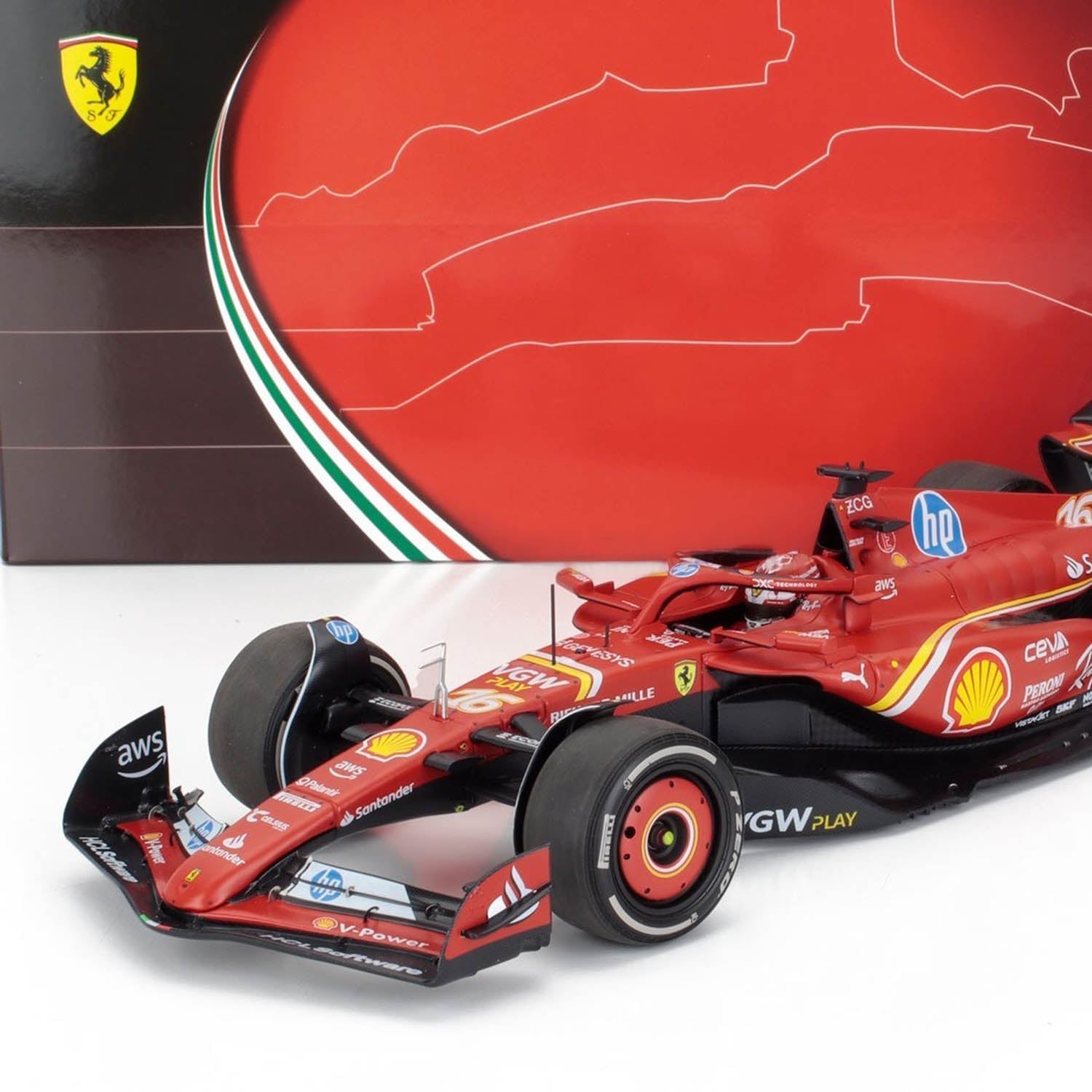 #16 Leclerc SF24 Monaco GP Winner 2024 1:18 Car Model