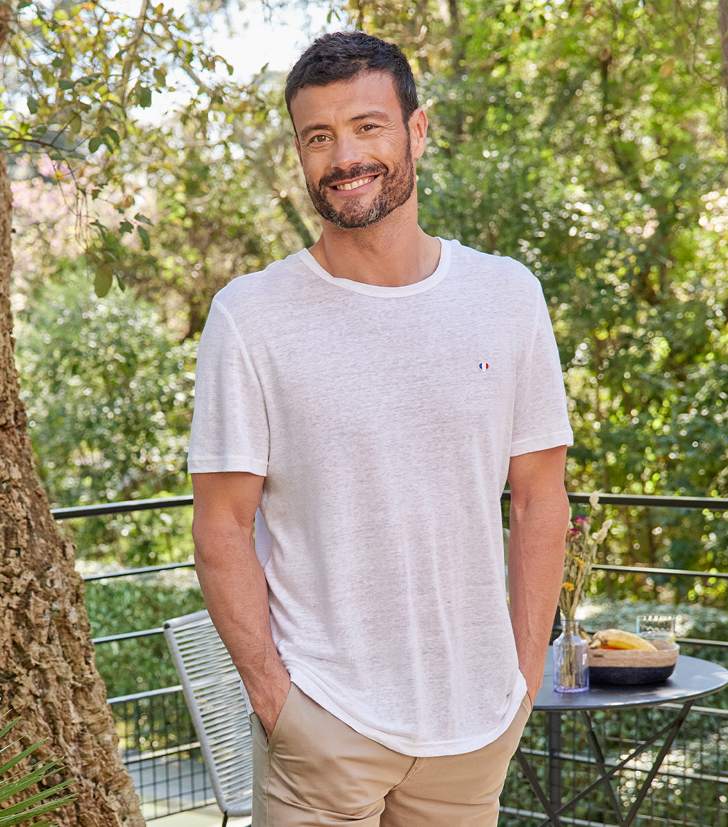 T-shirt Homme en Lin Blanc - Iconique