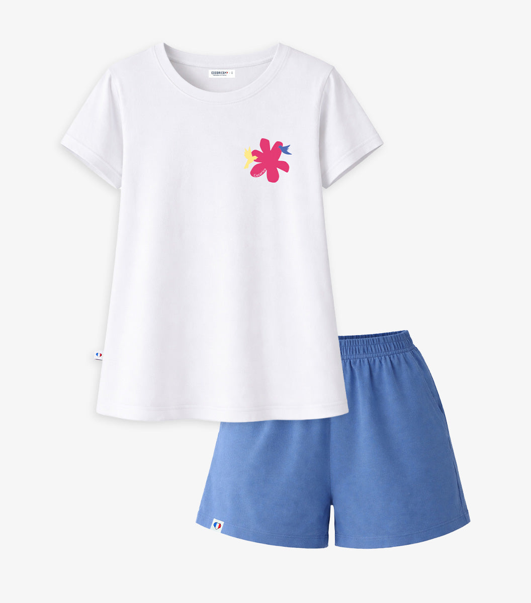 Ensemble Pyjama Femme Blanc/Bleu - Colibri