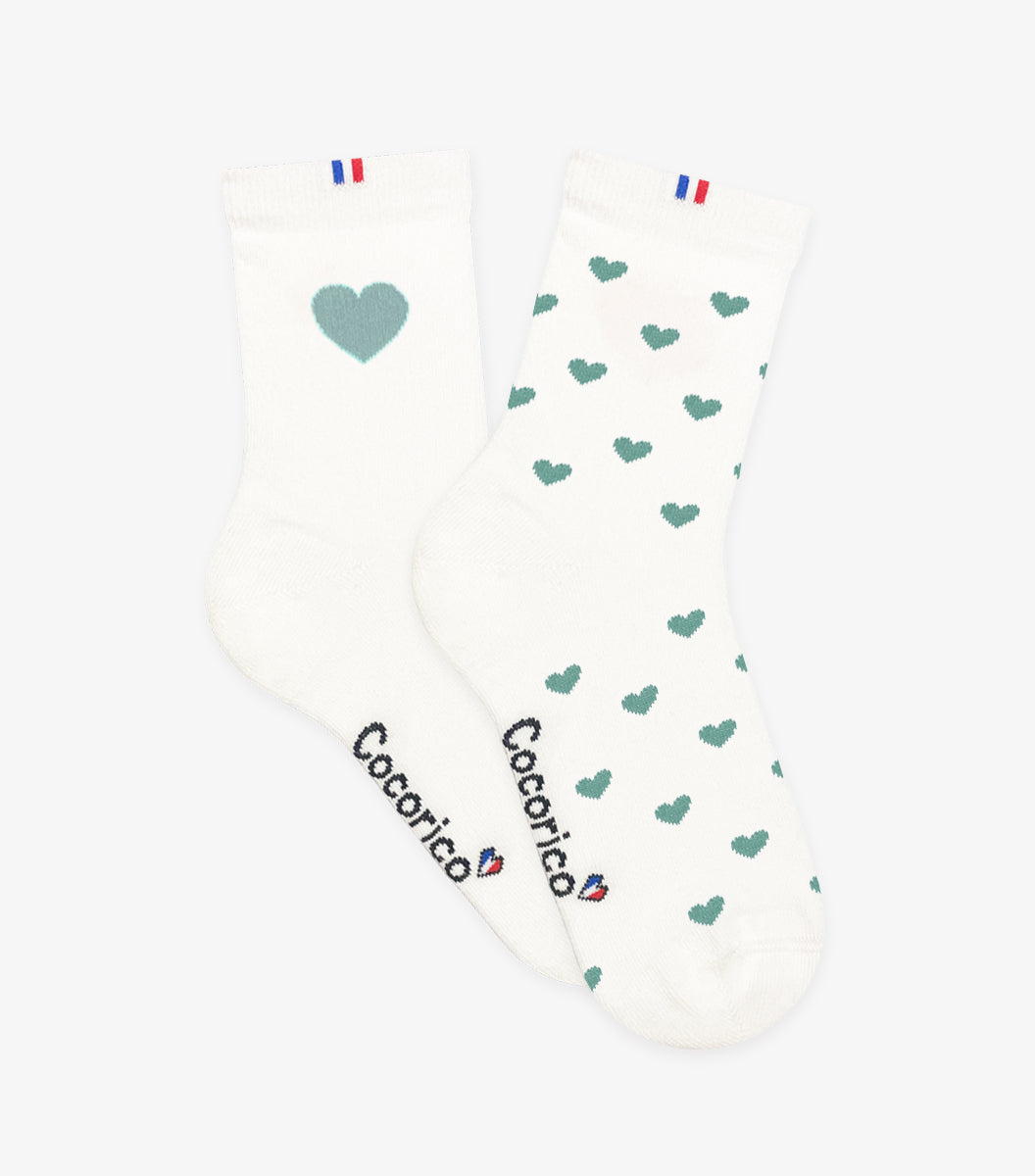 Chaussettes Femme x2 - Pack Cœur Vert