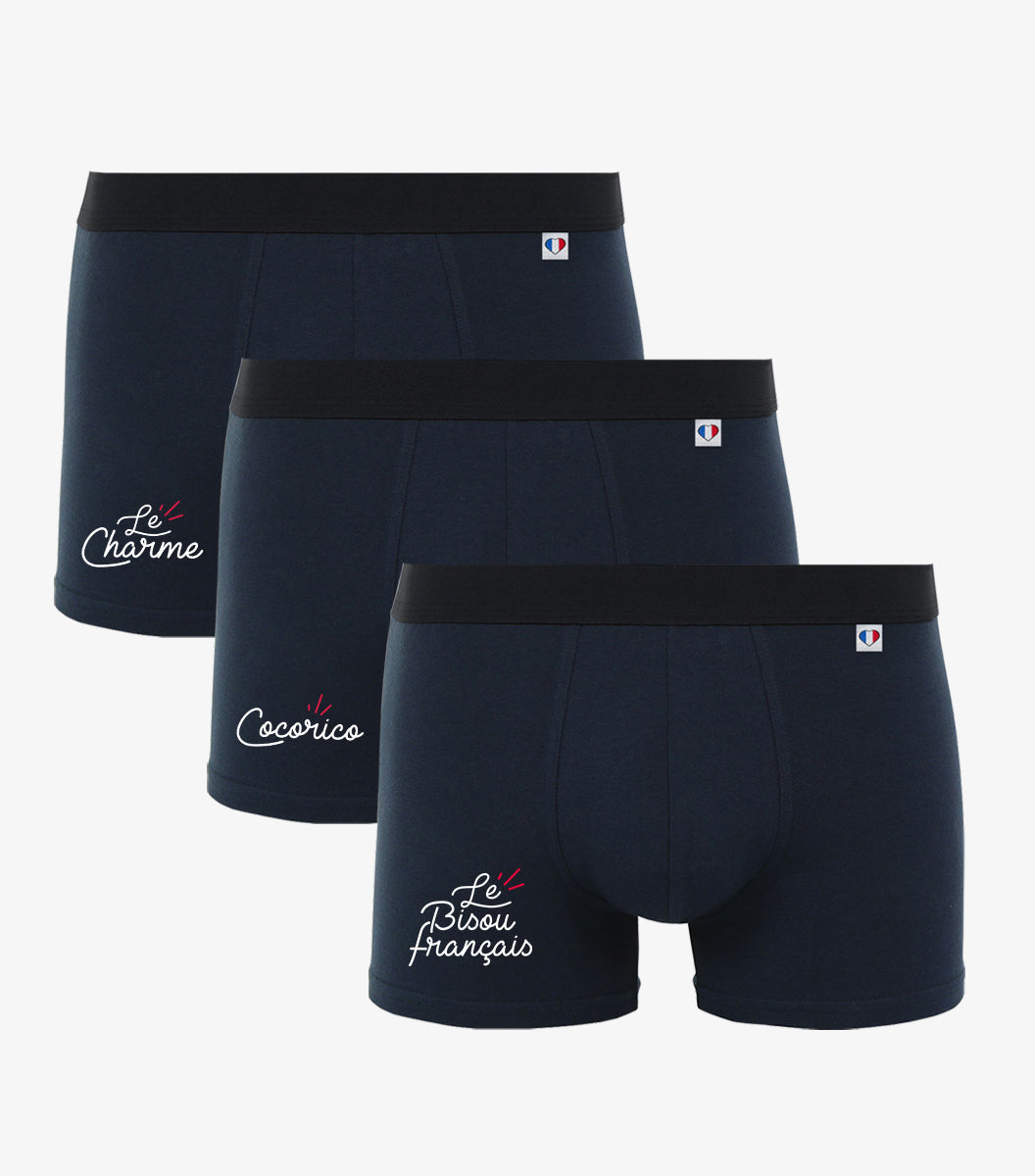 Boxer Homme Marine x3 - Pack Charme