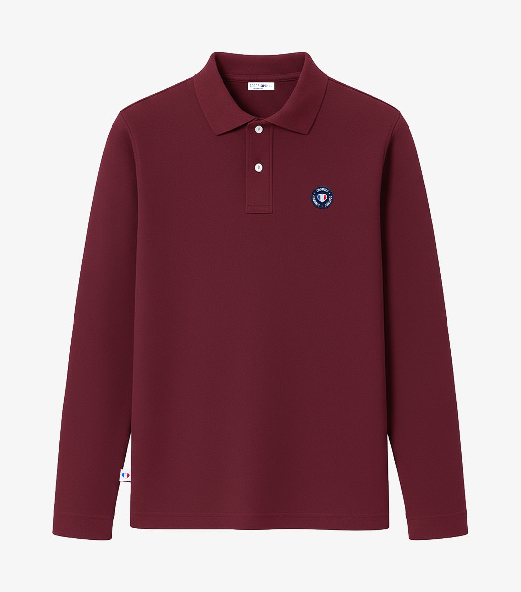 Polo Homme Manches Longues Bordeaux - Blason