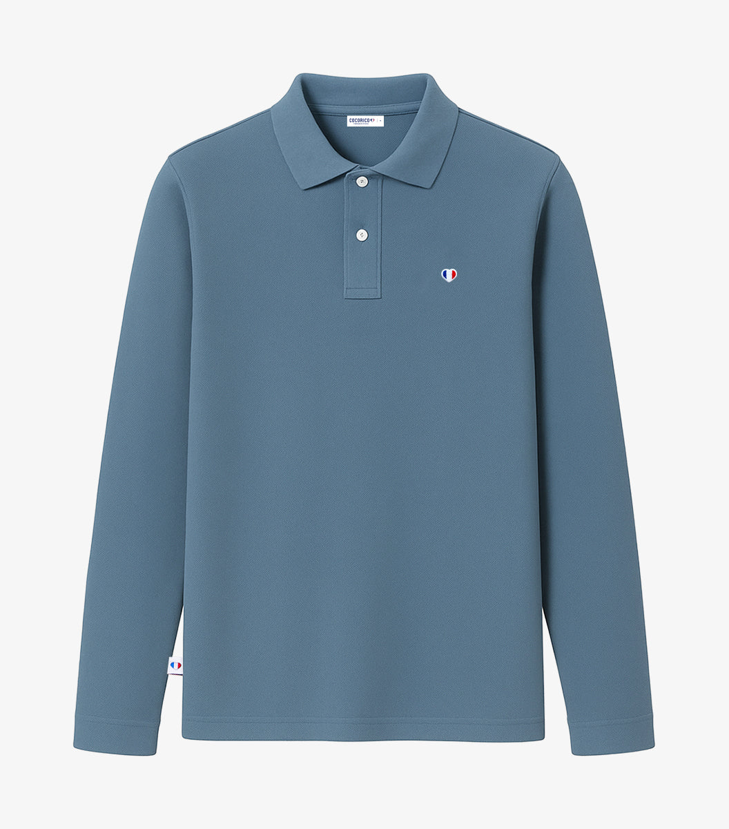 Polo Homme Manches Longues Azur - Iconique