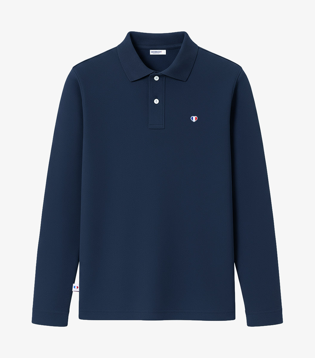 Polo Homme Manches Longues Marine - Iconique