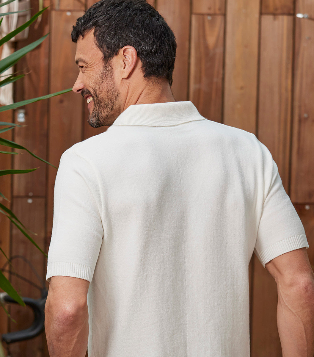 Polo Maille Homme Ecru
