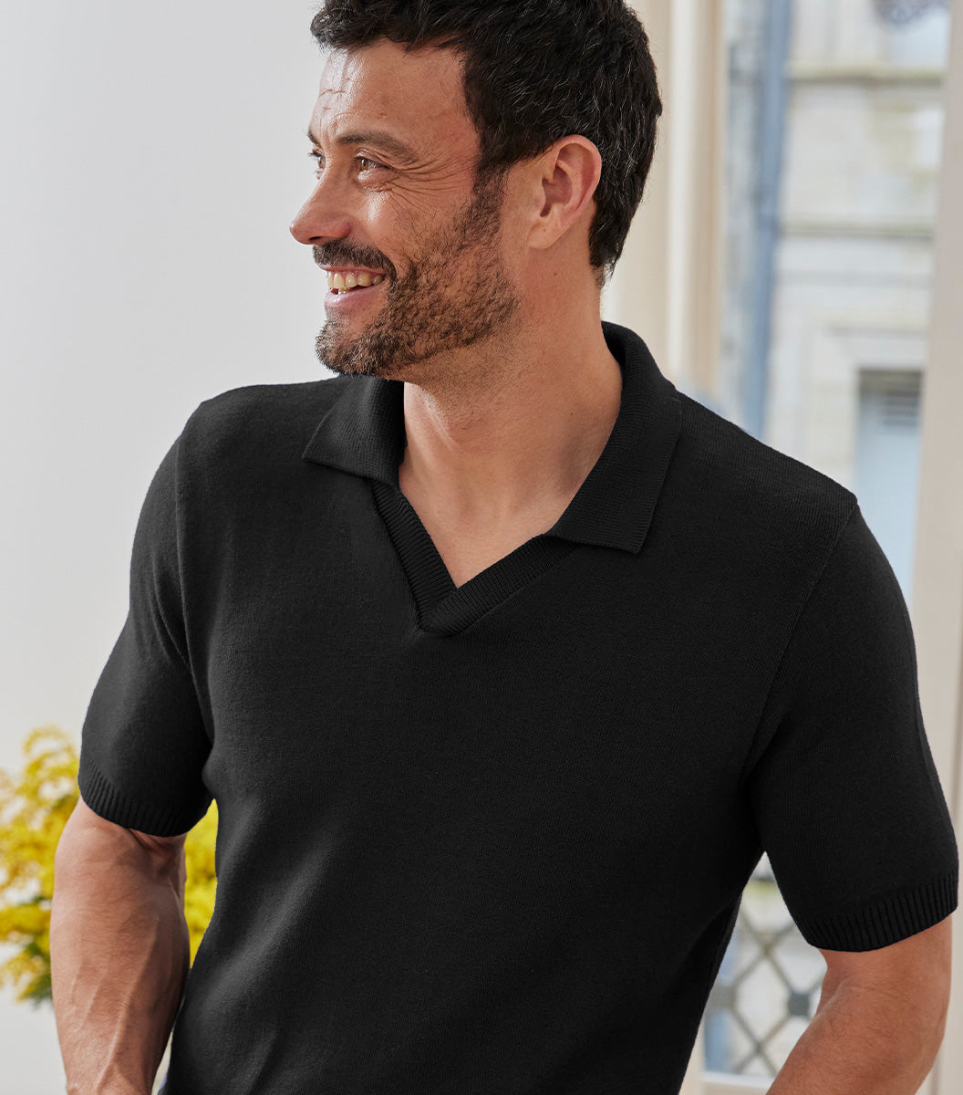 Polo Maille Homme Noir