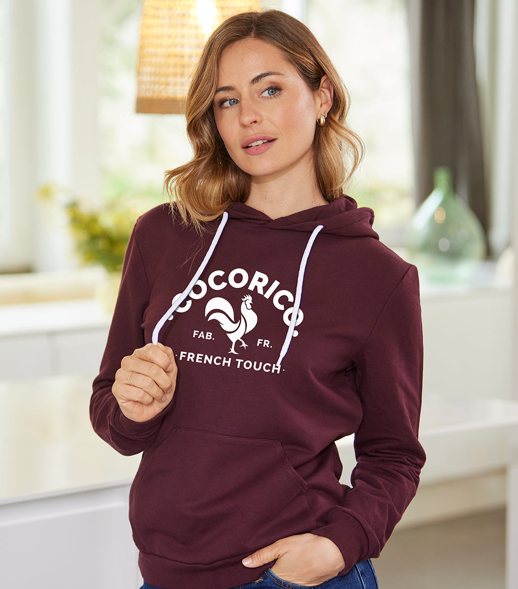 Sweat à capuche Femme Bordeaux - Coq Français