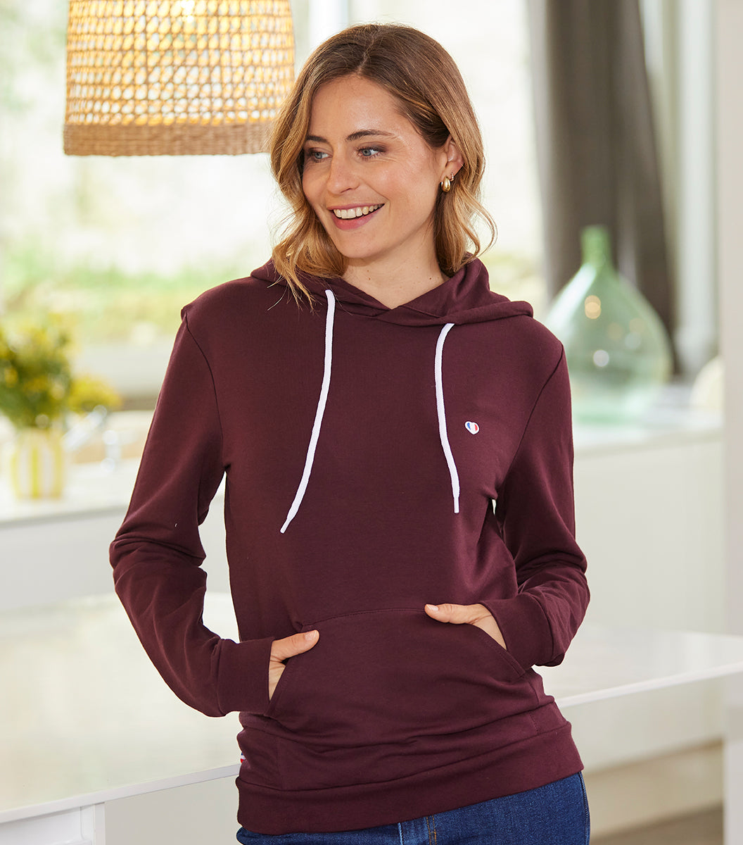 Sweat à capuche Femme Bordeaux - Iconique