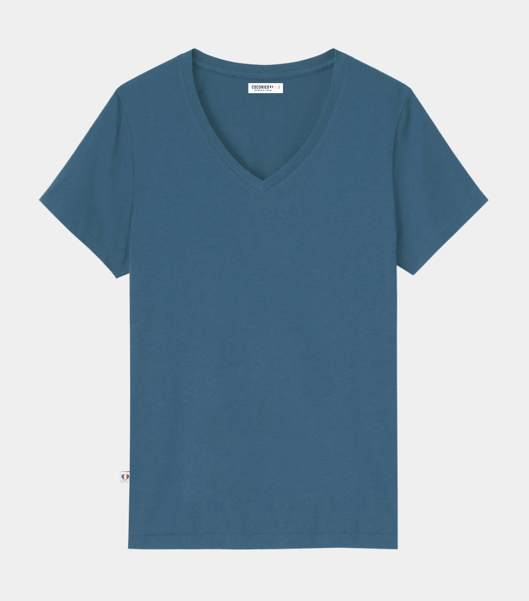T-shirt col V Femme Azur - Intemporel